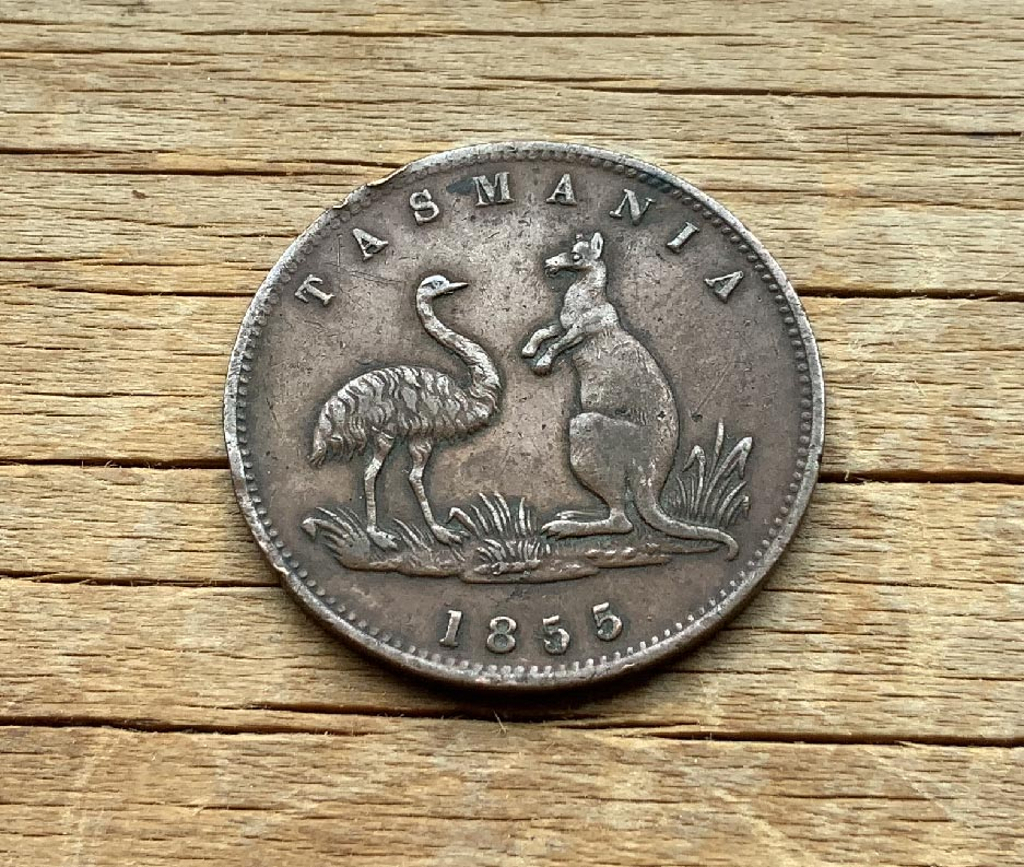 Australia Hobart Lewis Abrahams half penny 1855 coin C3719
